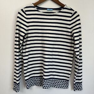 J. McLaughlin Crewneck Sweater Brenton Stripes Navy White Size Small